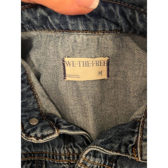 We The  Free Womens Jumpsuit Size Medium Blue Marci Denim Coveralls Short Sleeve - Picture 3 of 10